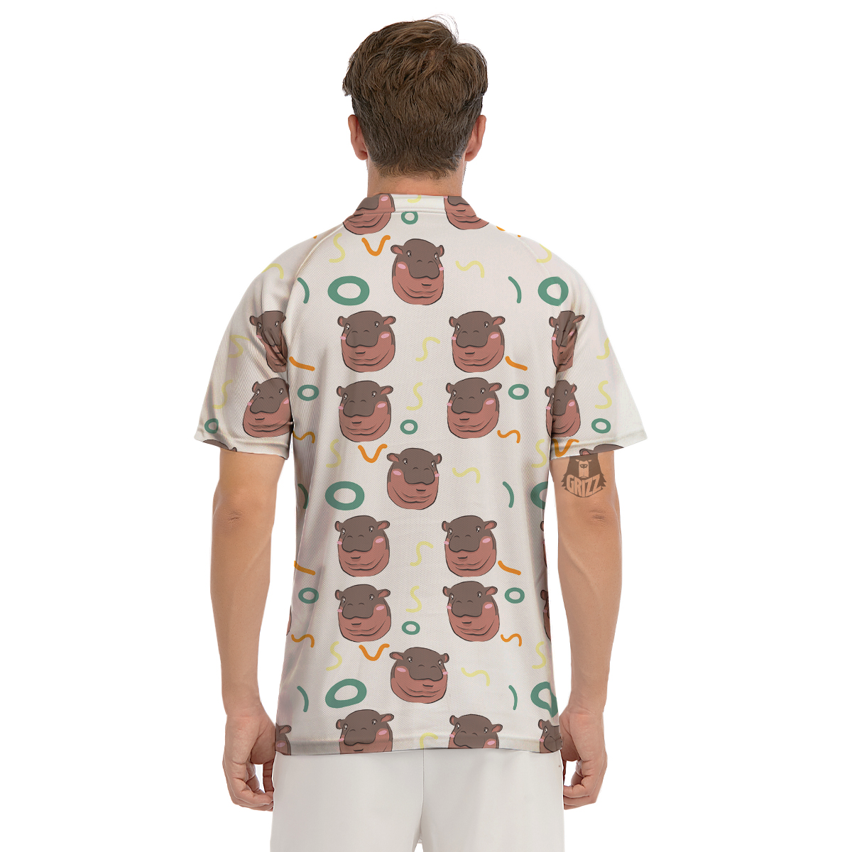 Moo Deng Hippo Men's Golf Shirts-grizzshop