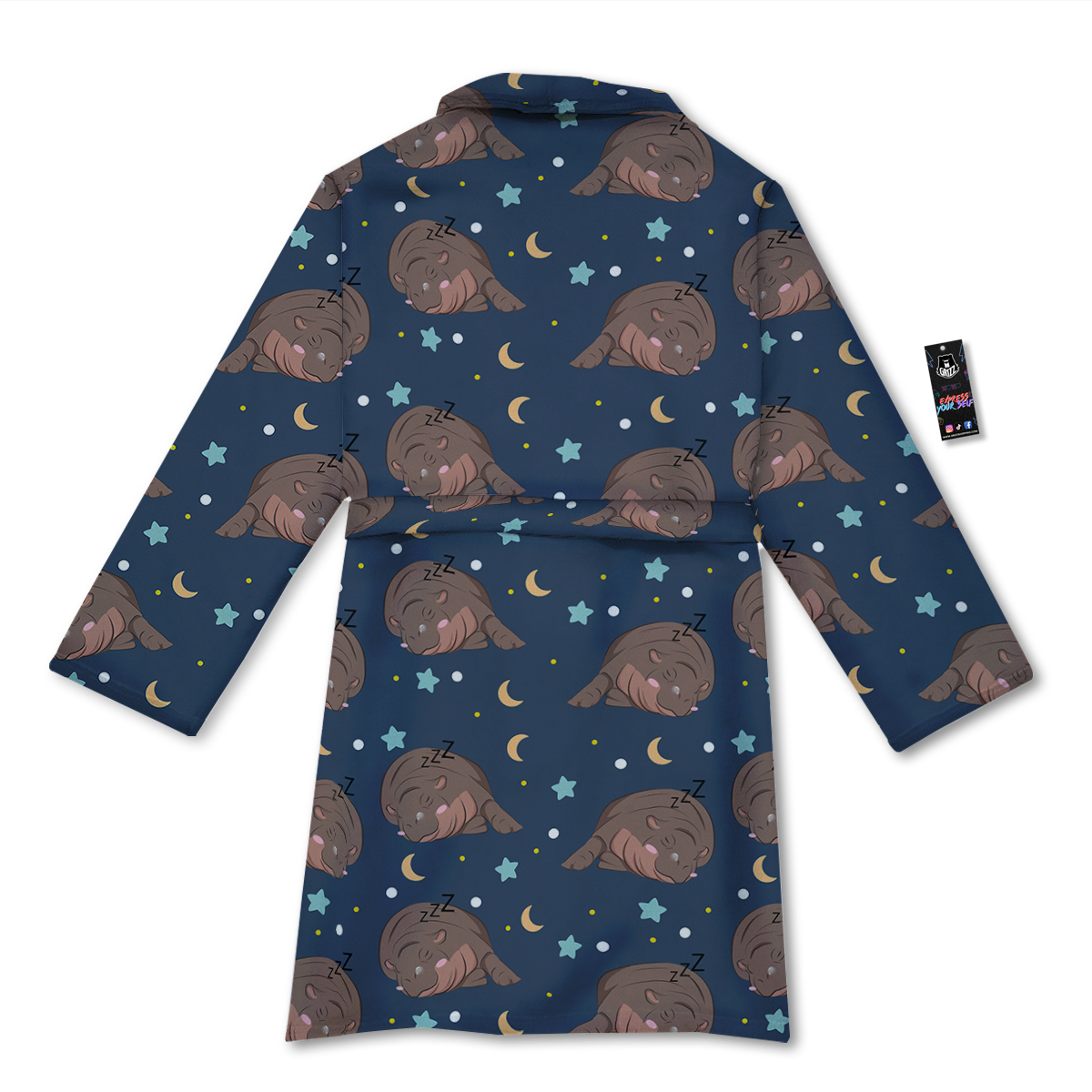 Moo Deng Hippo Sleeping Bathrobe-grizzshop