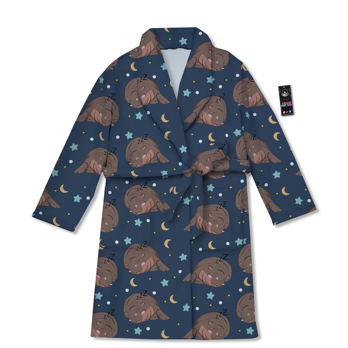 Moo Deng Hippo Sleeping Bathrobe-grizzshop