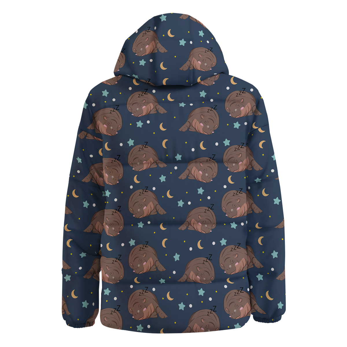 Moo Deng Hippo Sleeping Down Jacket-grizzshop