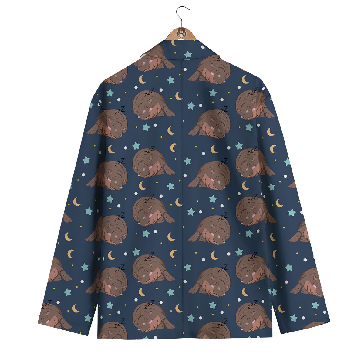 Moo Deng Hippo Sleeping Men's Blazer-grizzshop