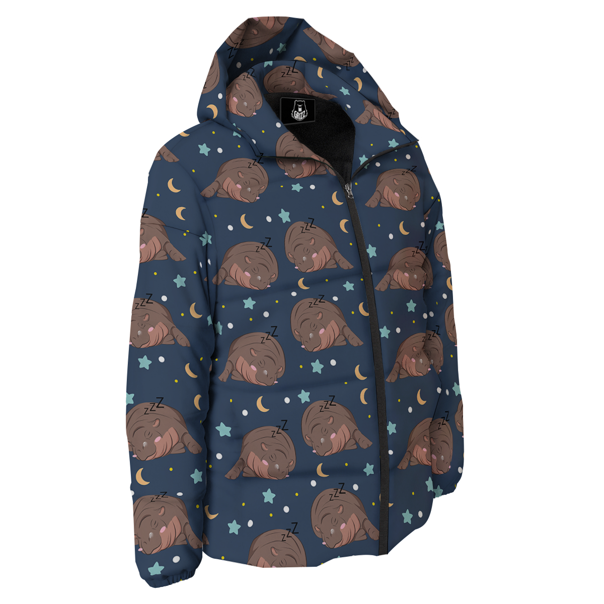 Moo Deng Hippo Sleeping Men's Blazer-grizzshop