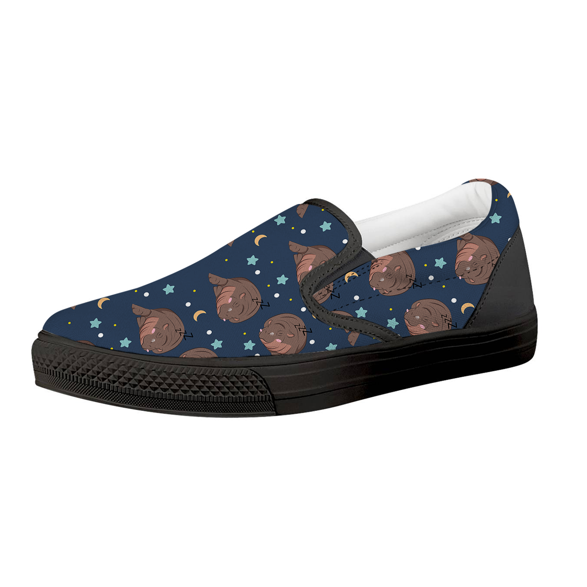 Moo Deng Hippo Sleeping Slip On Shoes-grizzshop
