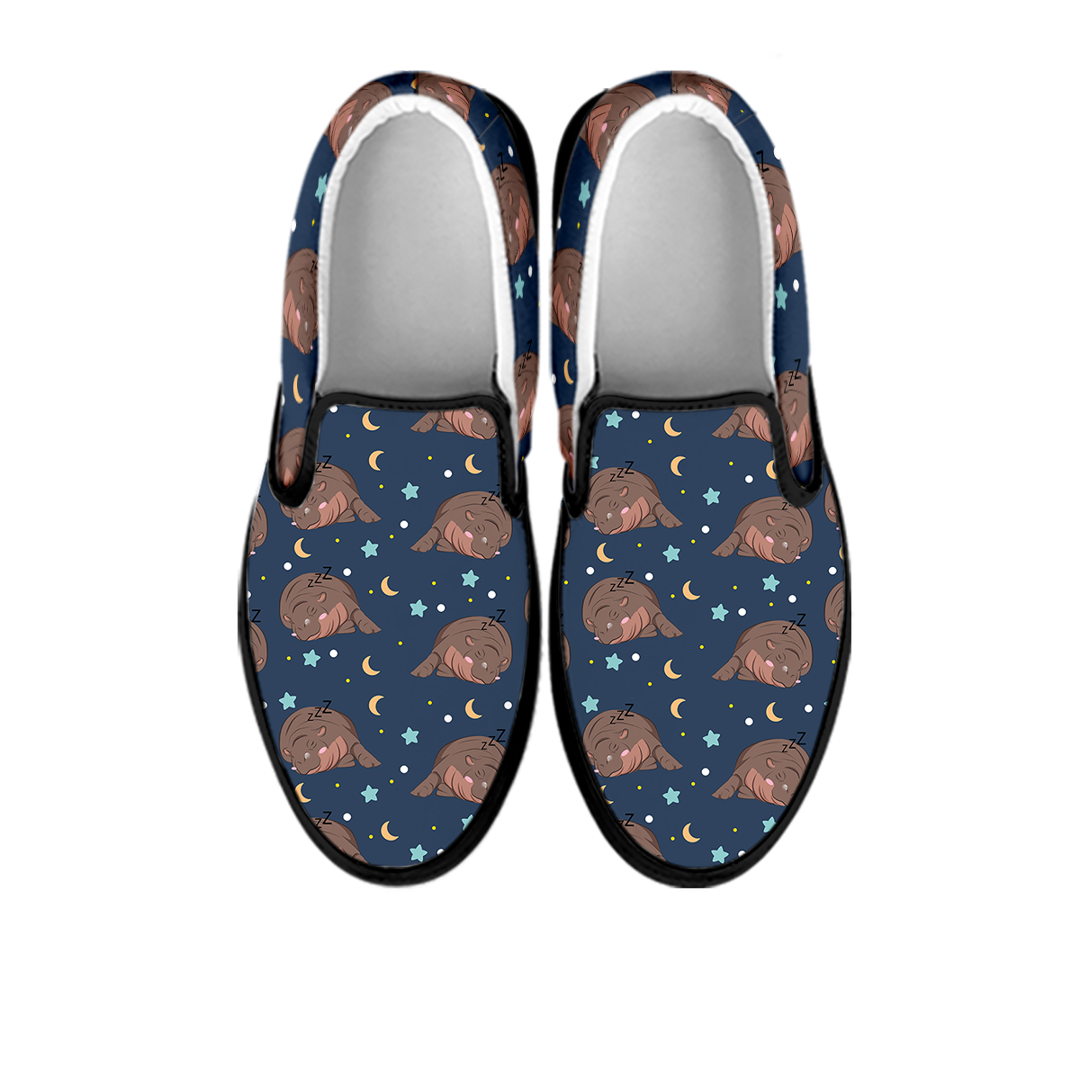 Moo Deng Hippo Sleeping Slip On Shoes-grizzshop