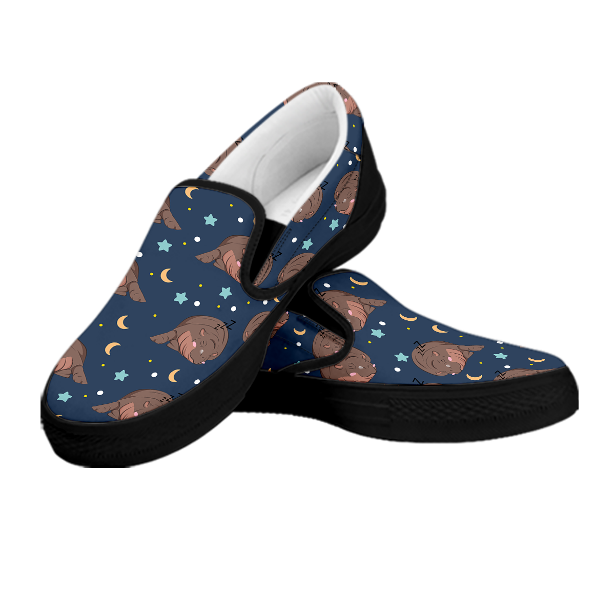 Moo Deng Hippo Sleeping Slip On Shoes-grizzshop