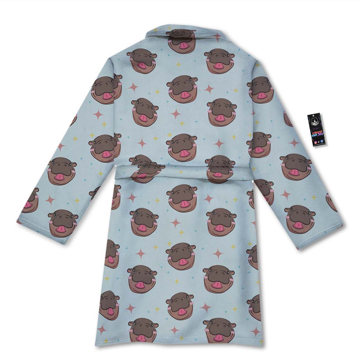 Moo Deng Hippo Smiling Bathrobe-grizzshop