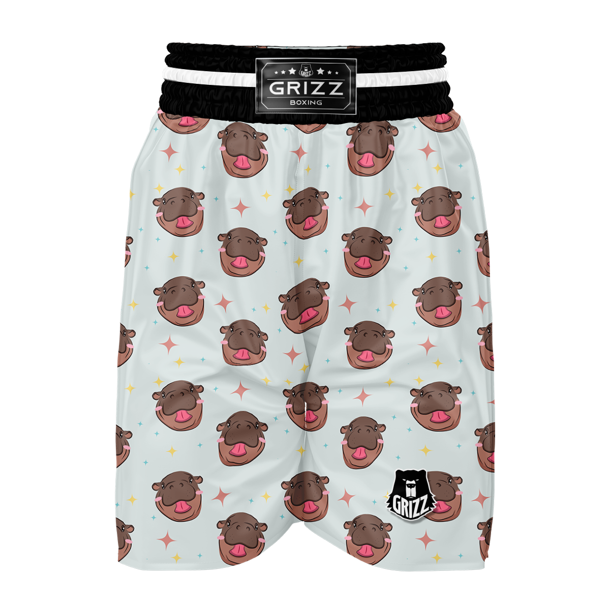 Moo Deng Hippo Smiling Boxing Shorts-grizzshop