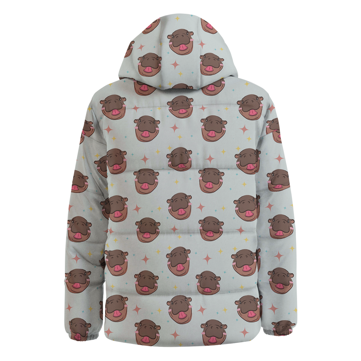 Moo Deng Hippo Smiling Down Jacket-grizzshop
