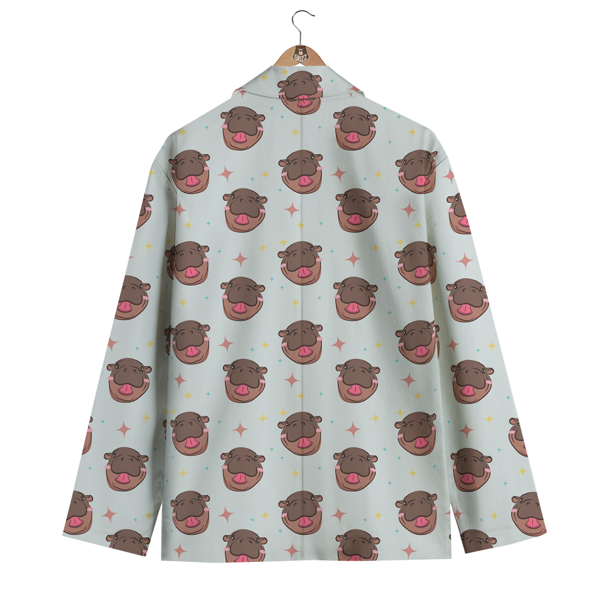 Moo Deng Hippo Smiling Men's Blazer-grizzshop