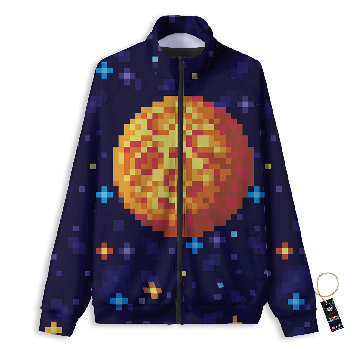 Moon 8-Bit Pixel Print Track Jacket-grizzshop