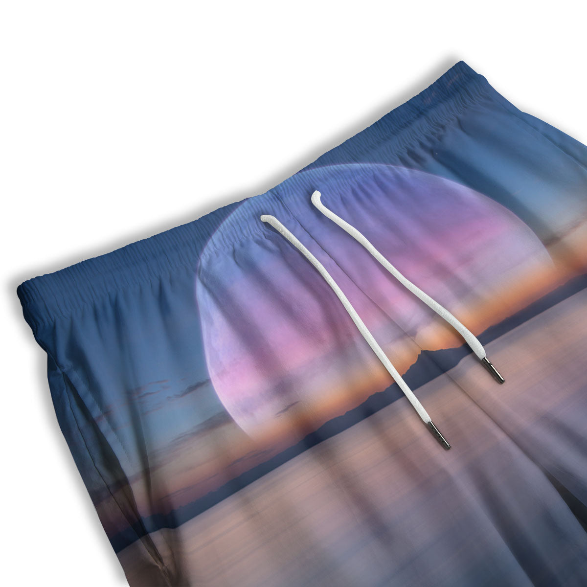 Moon And Beach Print Men's Athletic Shorts