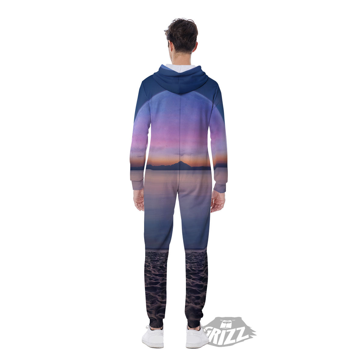 Moon And Beach Print Men's Jumpsuit-grizzshop