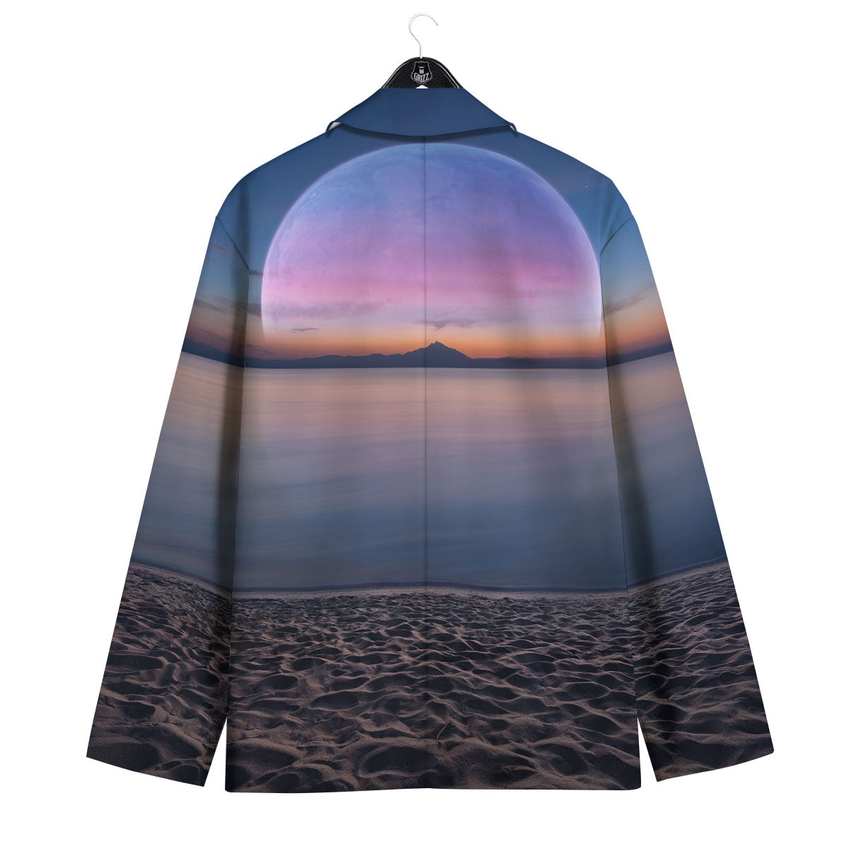 Moon And Beach Print Men's Sport Coat-grizzshop