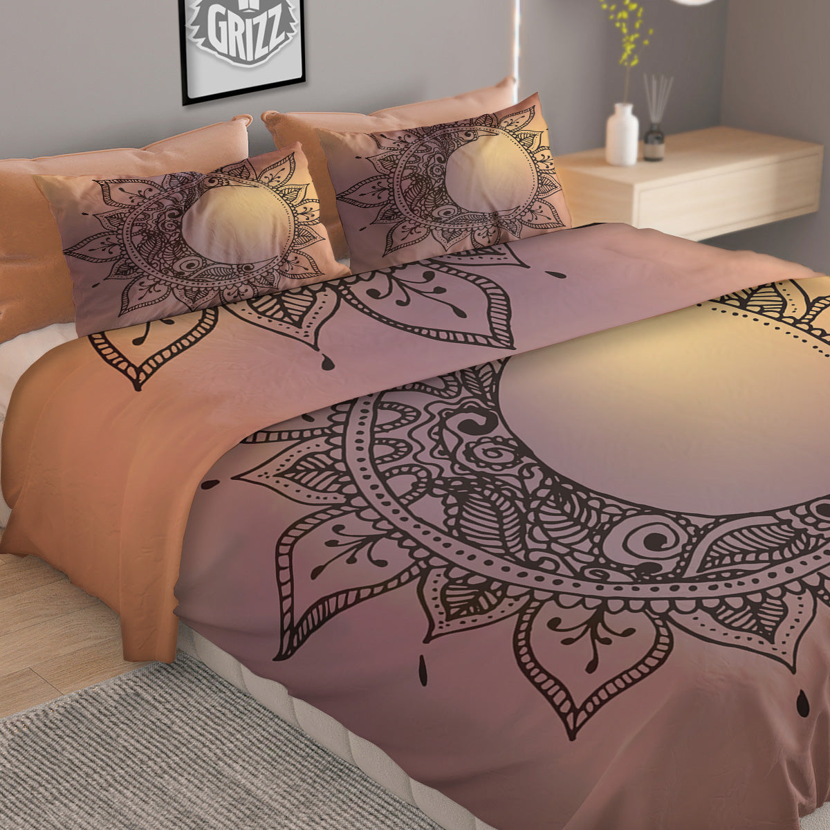 Marble Grey Bronze Print Duvet Cover Bedding Set