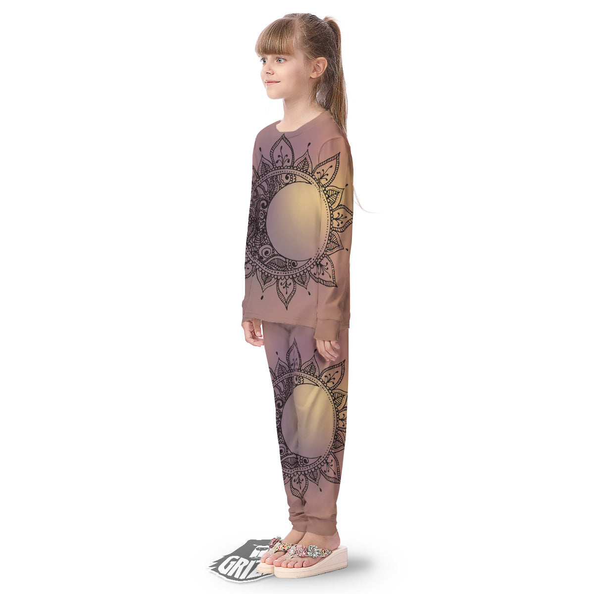 Moon And Bohemian Sun Print Kid's Pajamas-grizzshop