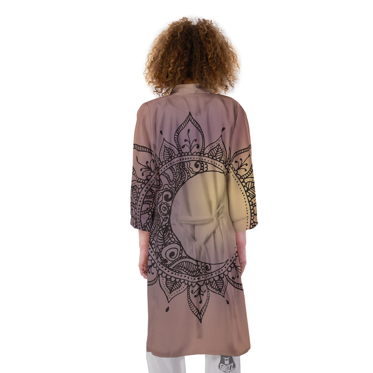 Moon And Bohemian Sun Print Kimono-grizzshop