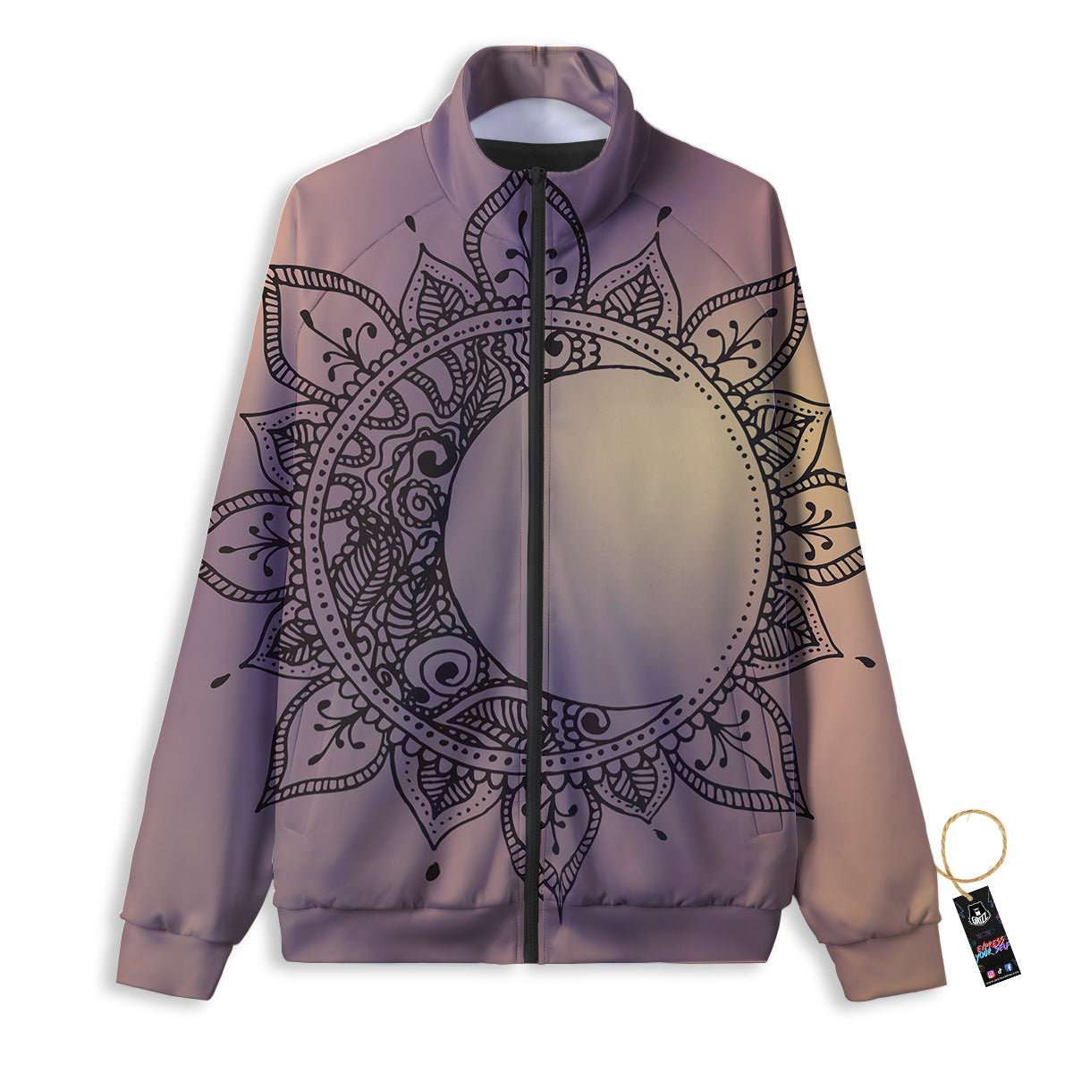 Moon And Bohemian Sun Print Track Jacket-grizzshop