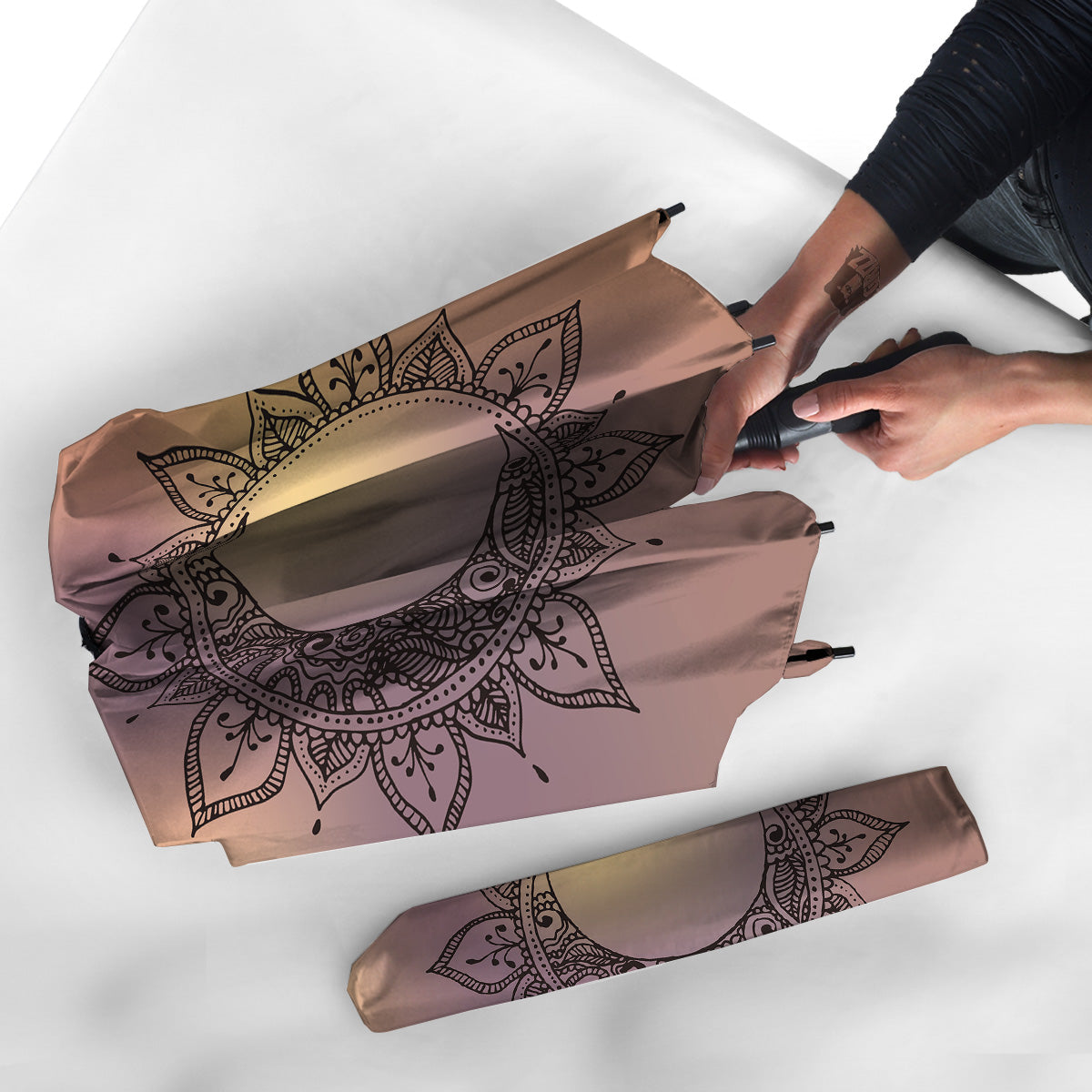 Moon And Bohemian Sun Print Umbrella-grizzshop