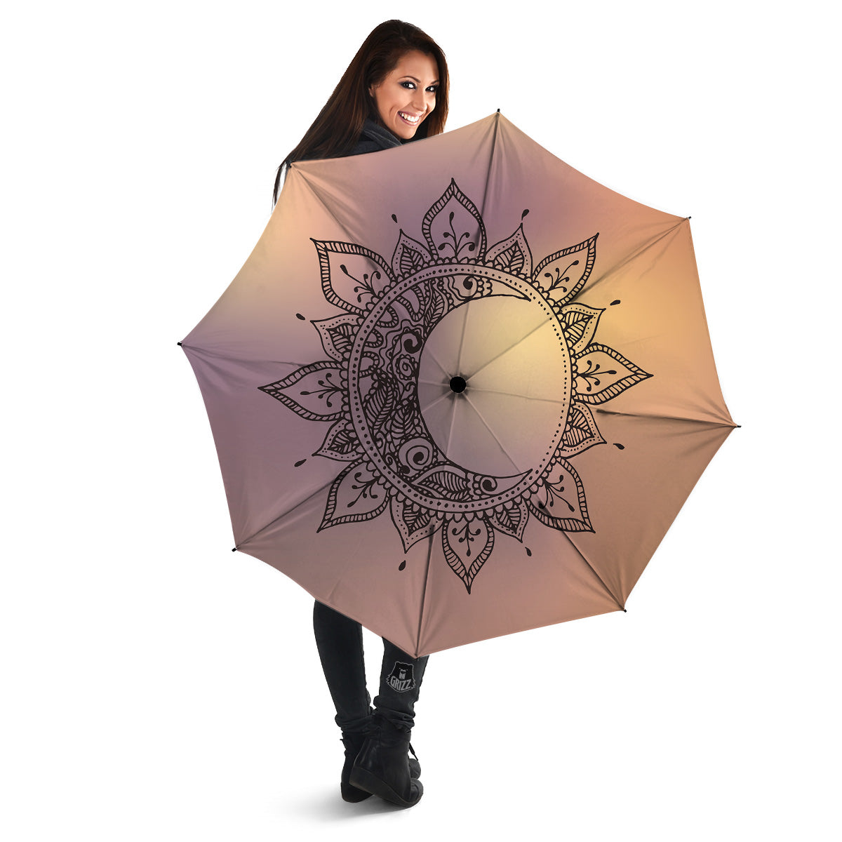 Moon And Bohemian Sun Print Umbrella-grizzshop