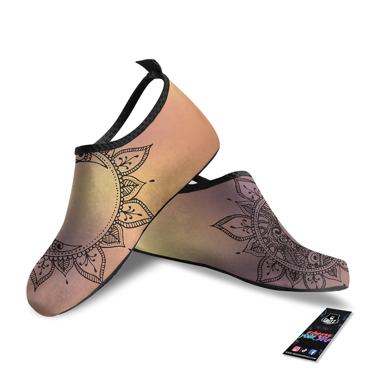 Moon And Bohemian Sun Print Water Shoes-grizzshop