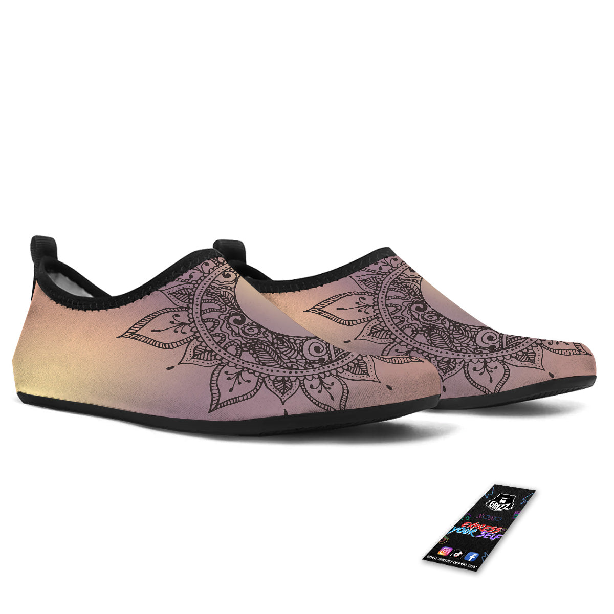 Moon And Bohemian Sun Print Water Shoes-grizzshop