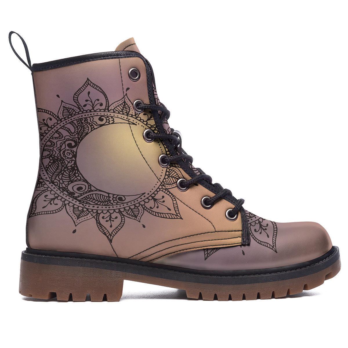 Moon And Bohemian Sun Print Work Boots-grizzshop