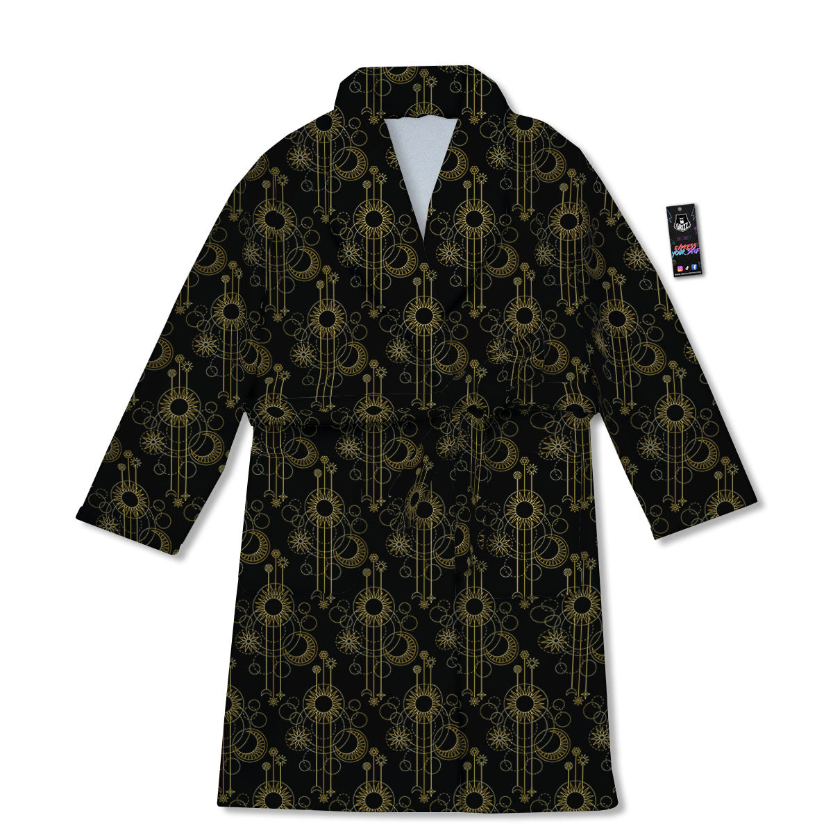 Moon And Boho Sun Print Pattern Bathrobe-grizzshop