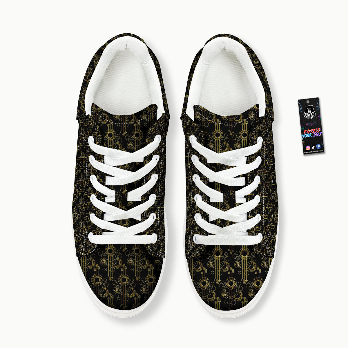 Moon And Boho Sun Print Pattern Platform Shoes-grizzshop