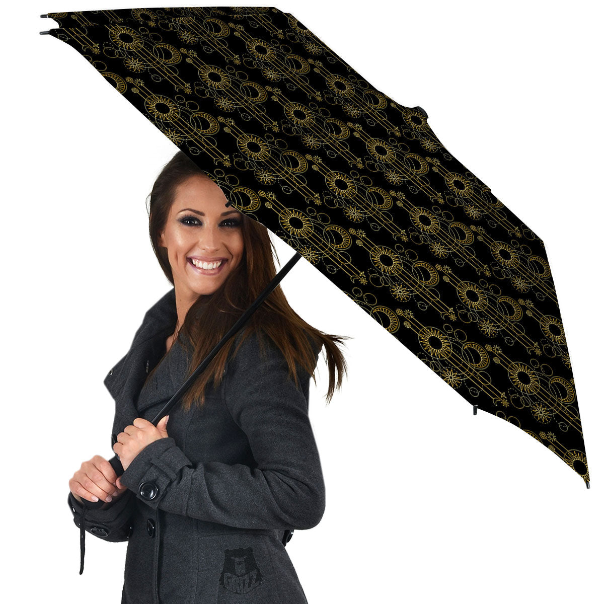 Moon And Boho Sun Print Pattern Umbrella-grizzshop