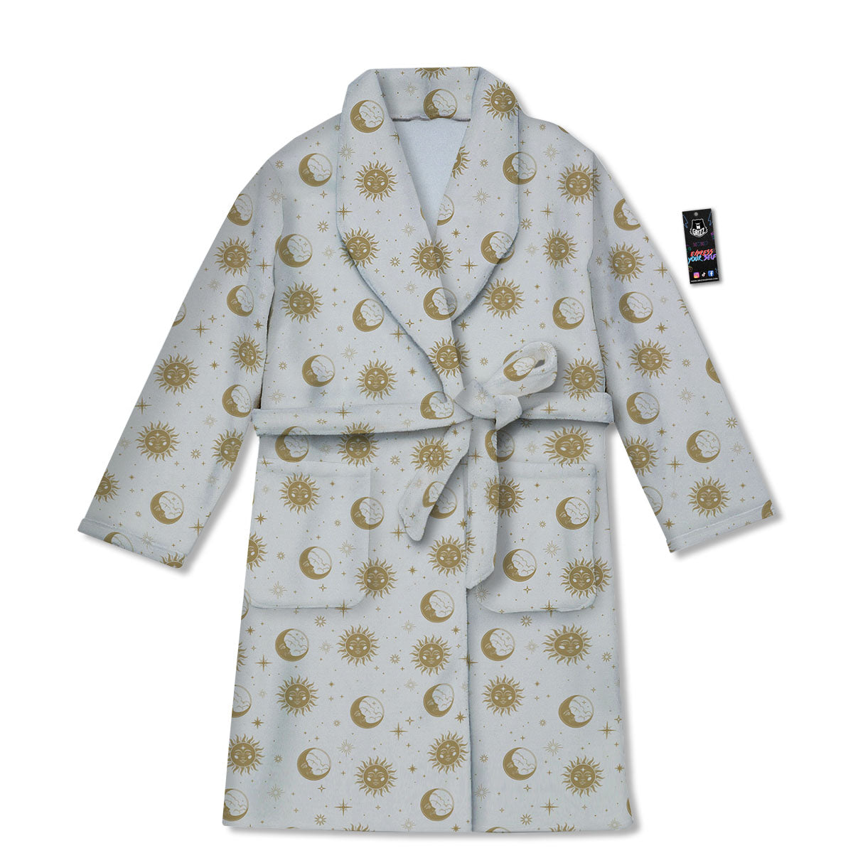 Moon And Gold Sun Print Pattern Bathrobe-grizzshop