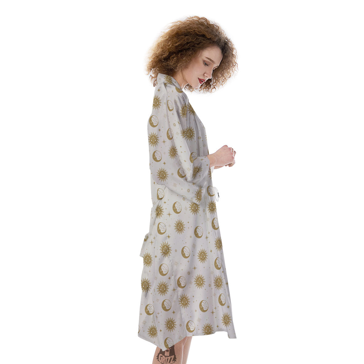 Moon And Gold Sun Print Pattern Kimono-grizzshop