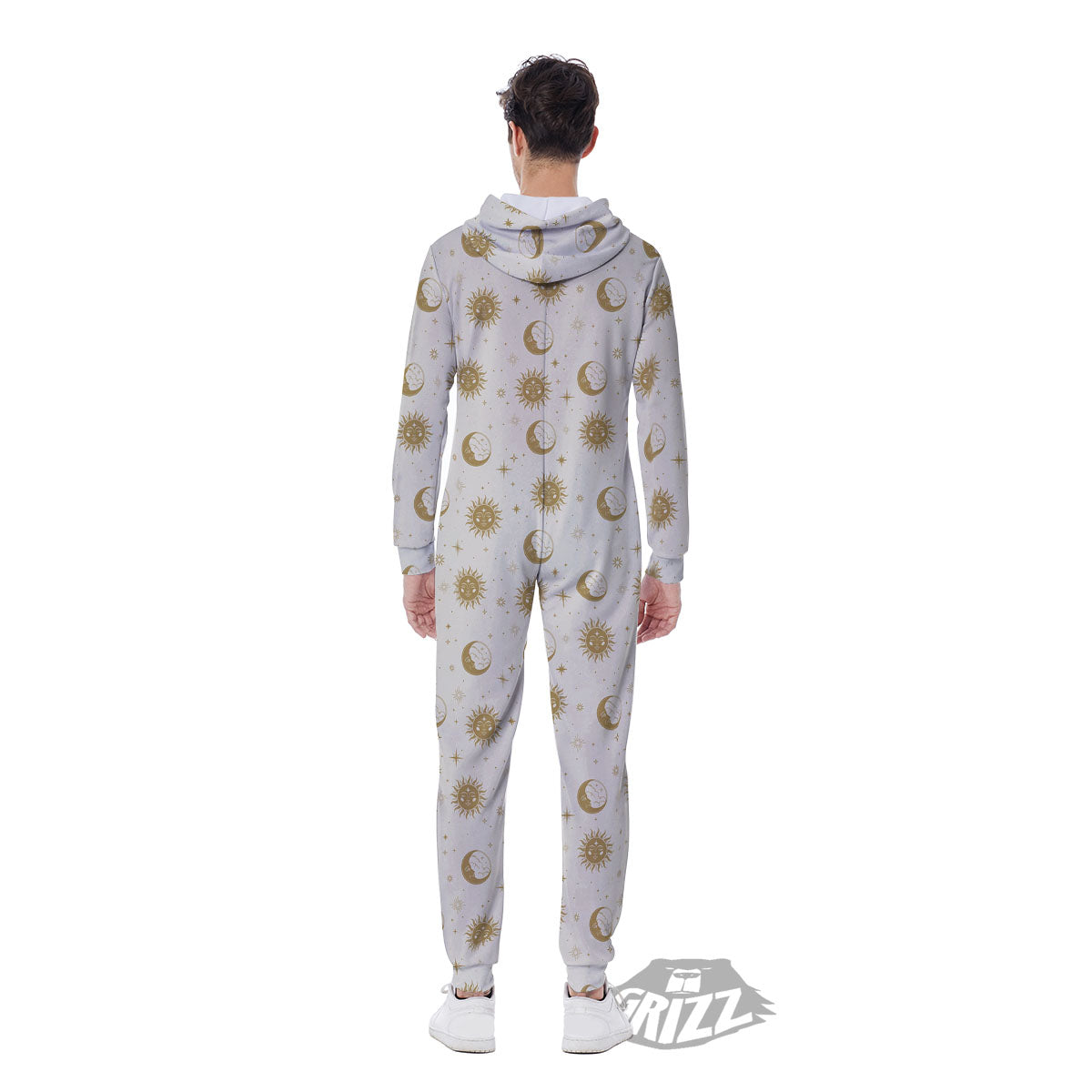 Moon And Gold Sun Print Pattern Men's Jumpsuit-grizzshop