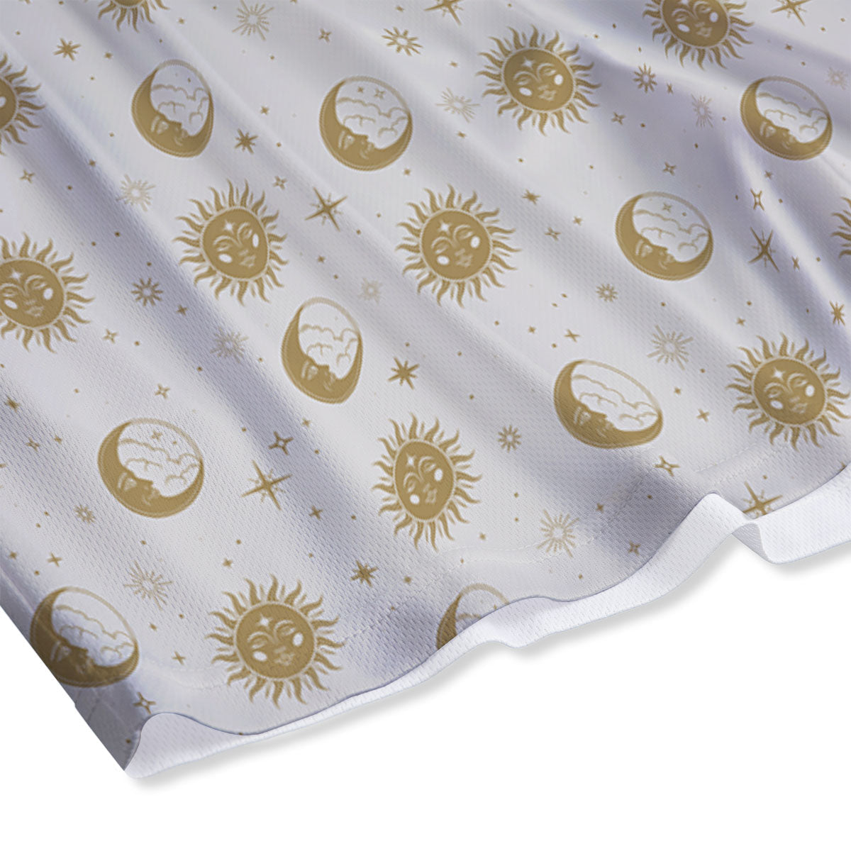 Moon And Gold Sun Print Pattern Mesh Shorts