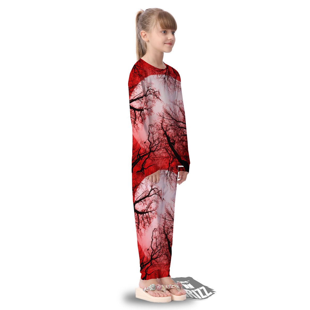 Moon And Horror Forest Print Kid's Pajamas-grizzshop
