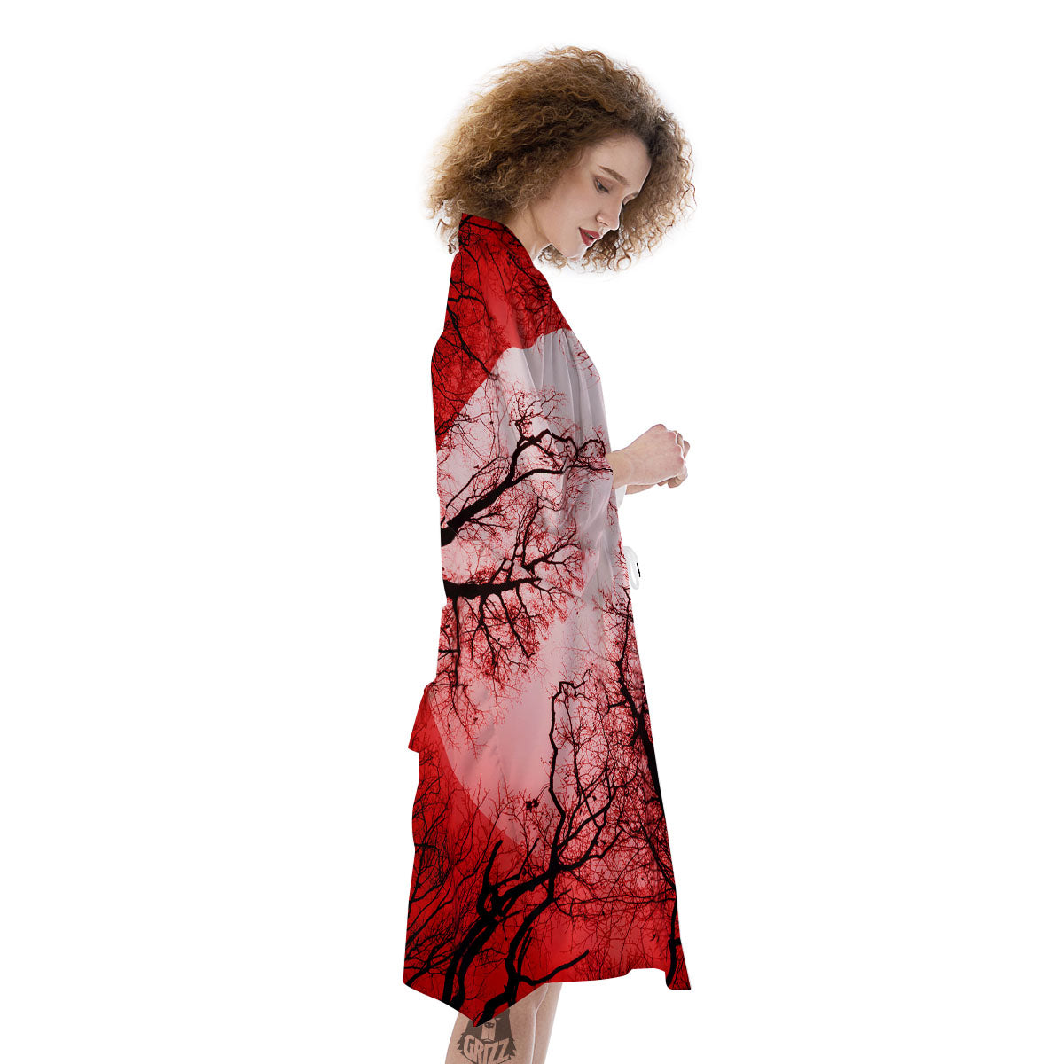 Moon And Horror Forest Print Kimono-grizzshop