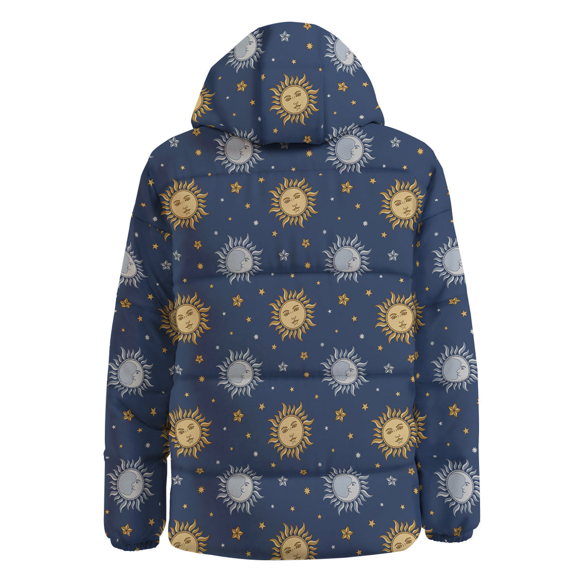 Moon And Vintage Sun Print Pattern Down Jacket-grizzshop
