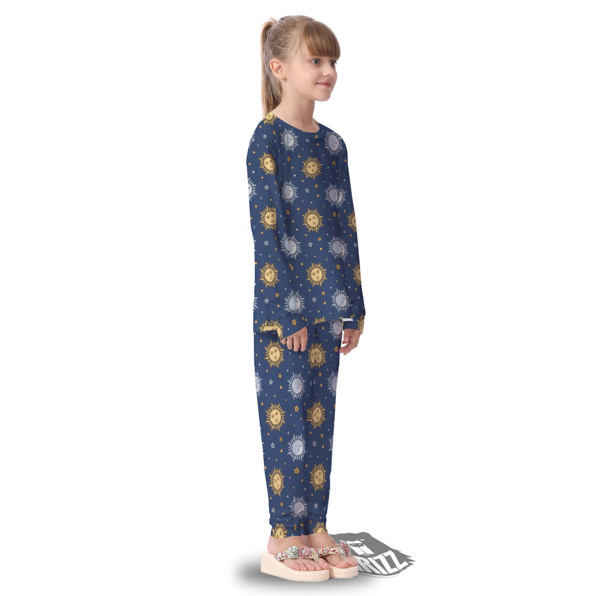Moon And Vintage Sun Print Pattern Kid's Pajamas-grizzshop