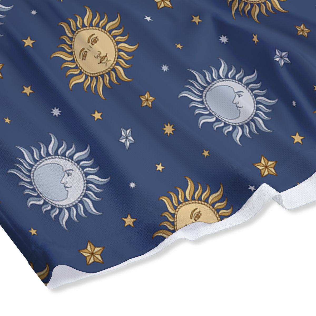 Moon And Vintage Sun Print Pattern Mesh Shorts