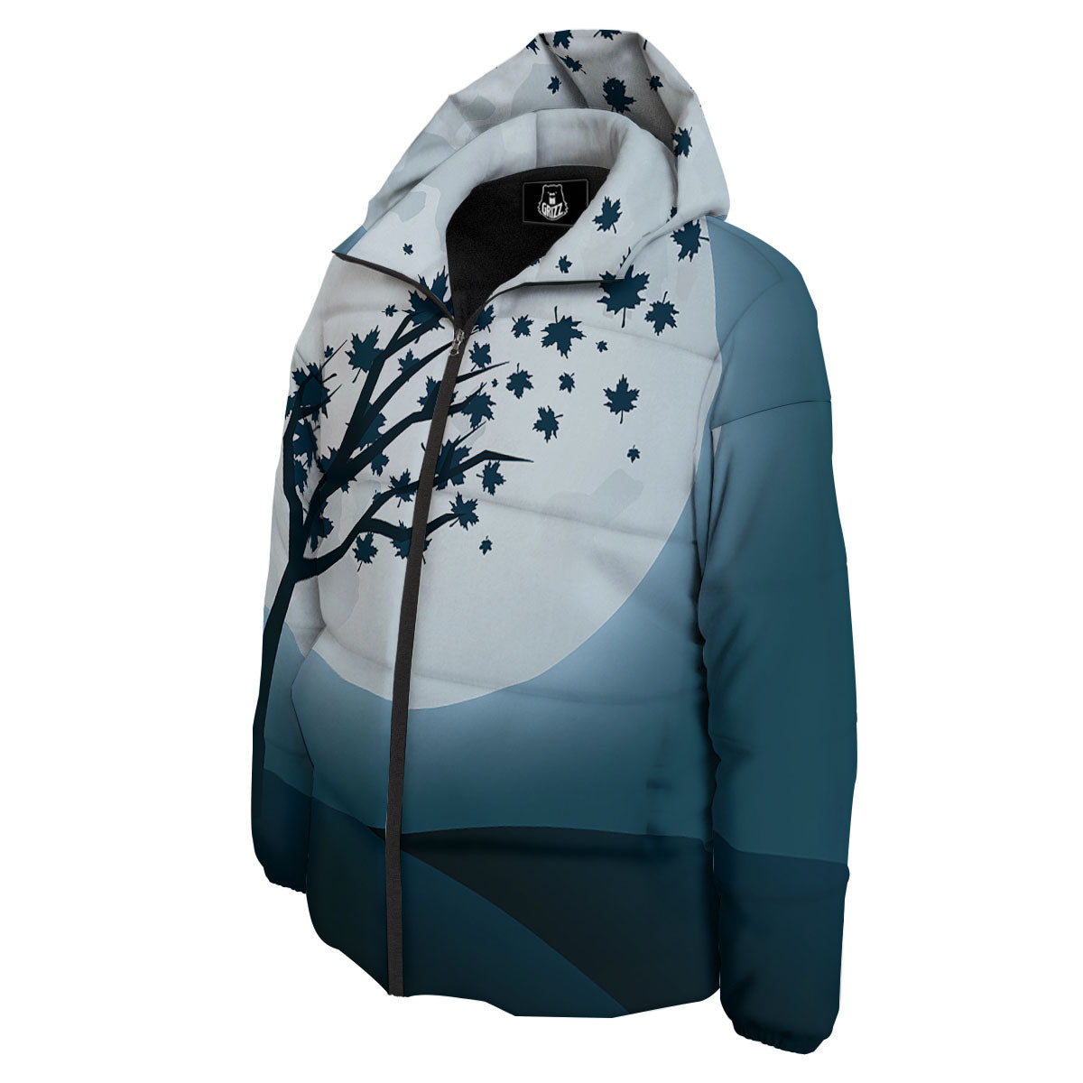 Moon Full Autumn Print Down Jacket-grizzshop