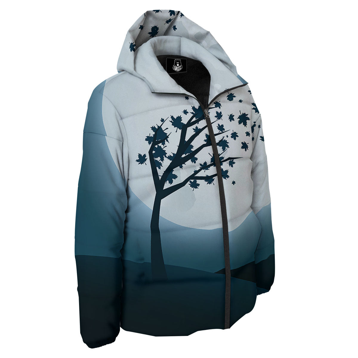 Moon Full Autumn Print Down Jacket-grizzshop