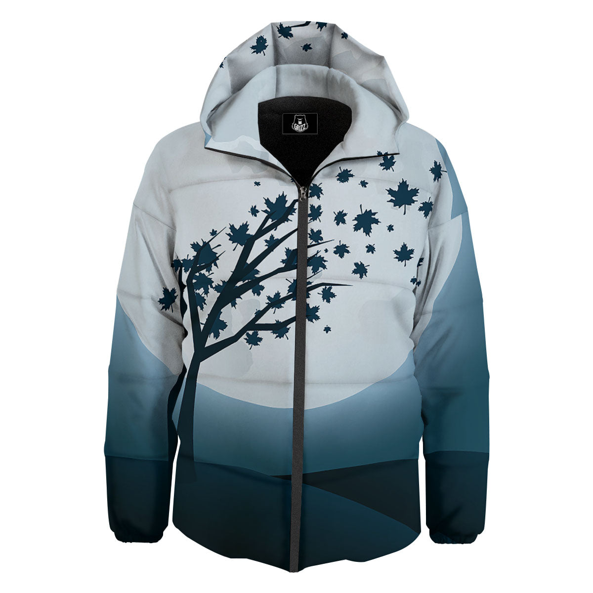 Moon Full Autumn Print Down Jacket-grizzshop
