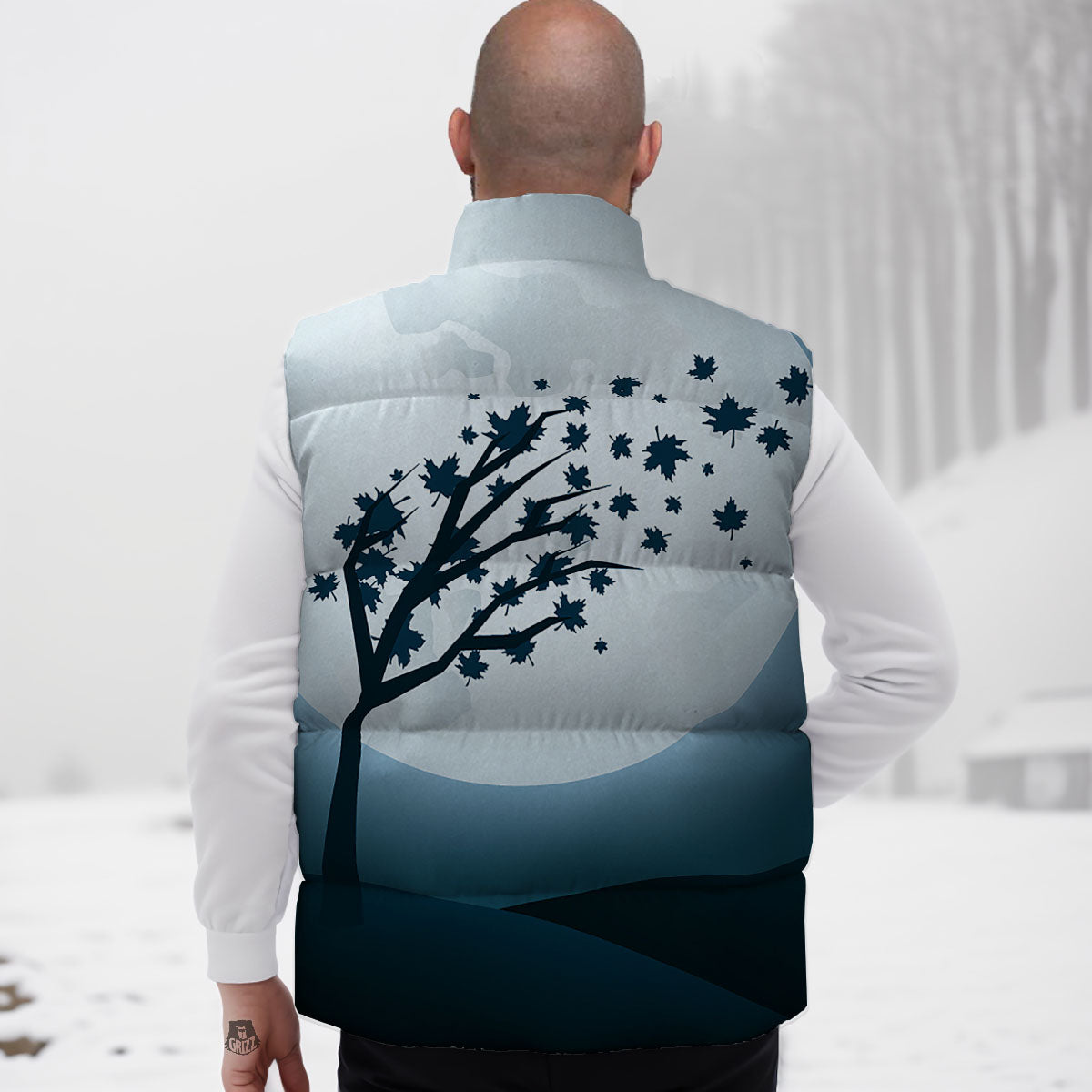 Moon Full Autumn Print Down Vest