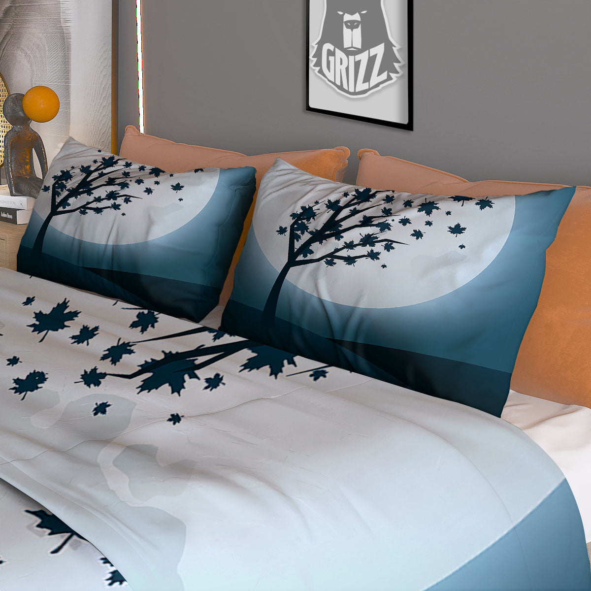 Moon Full Autumn Print Duvet Cover Bedding Set