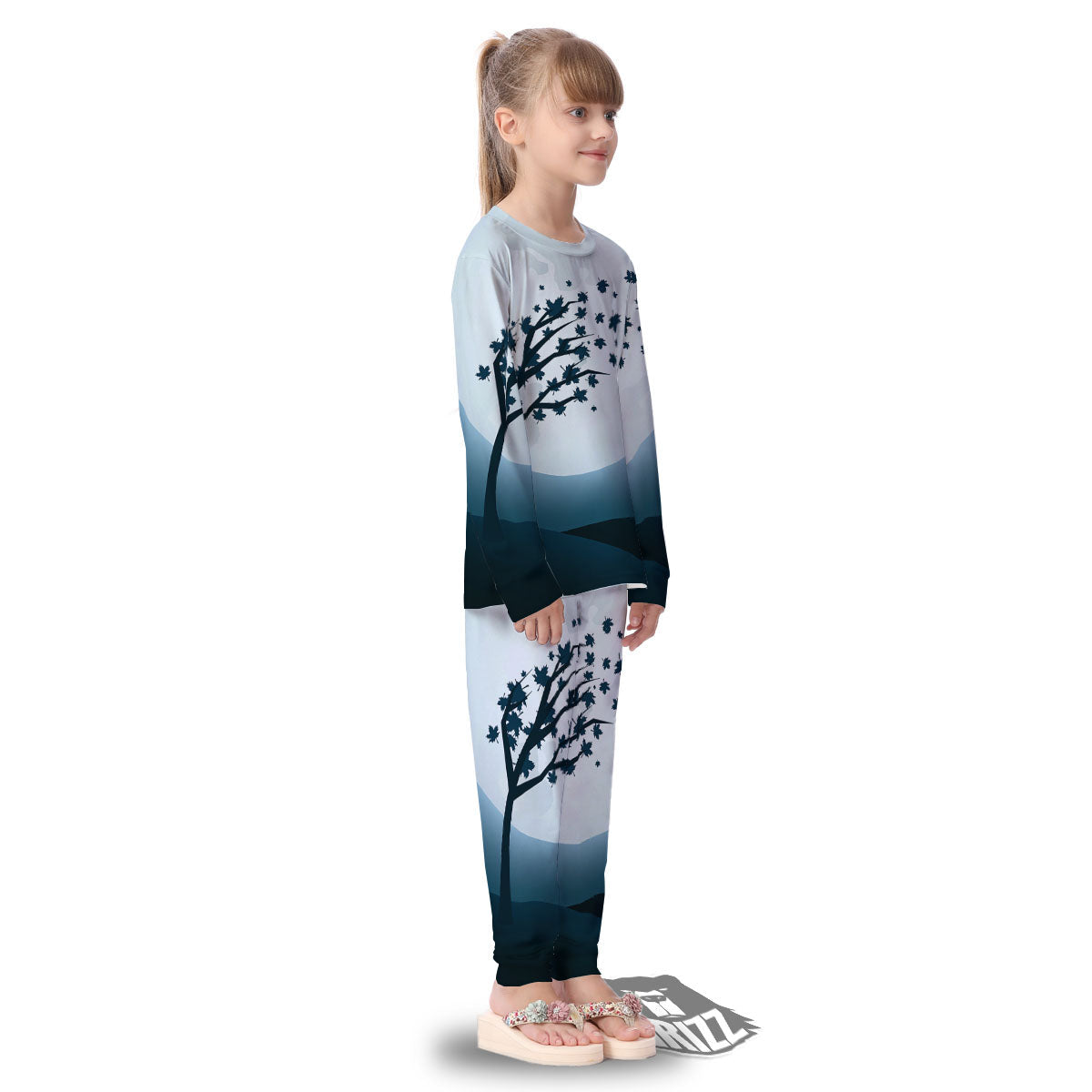 Moon Full Autumn Print Kid's Pajamas-grizzshop