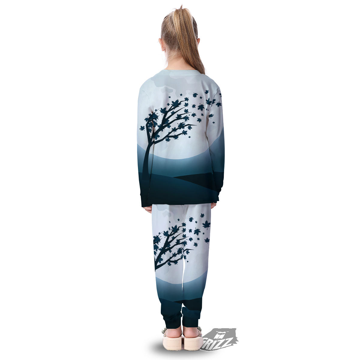 Moon Full Autumn Print Kid's Pajamas-grizzshop