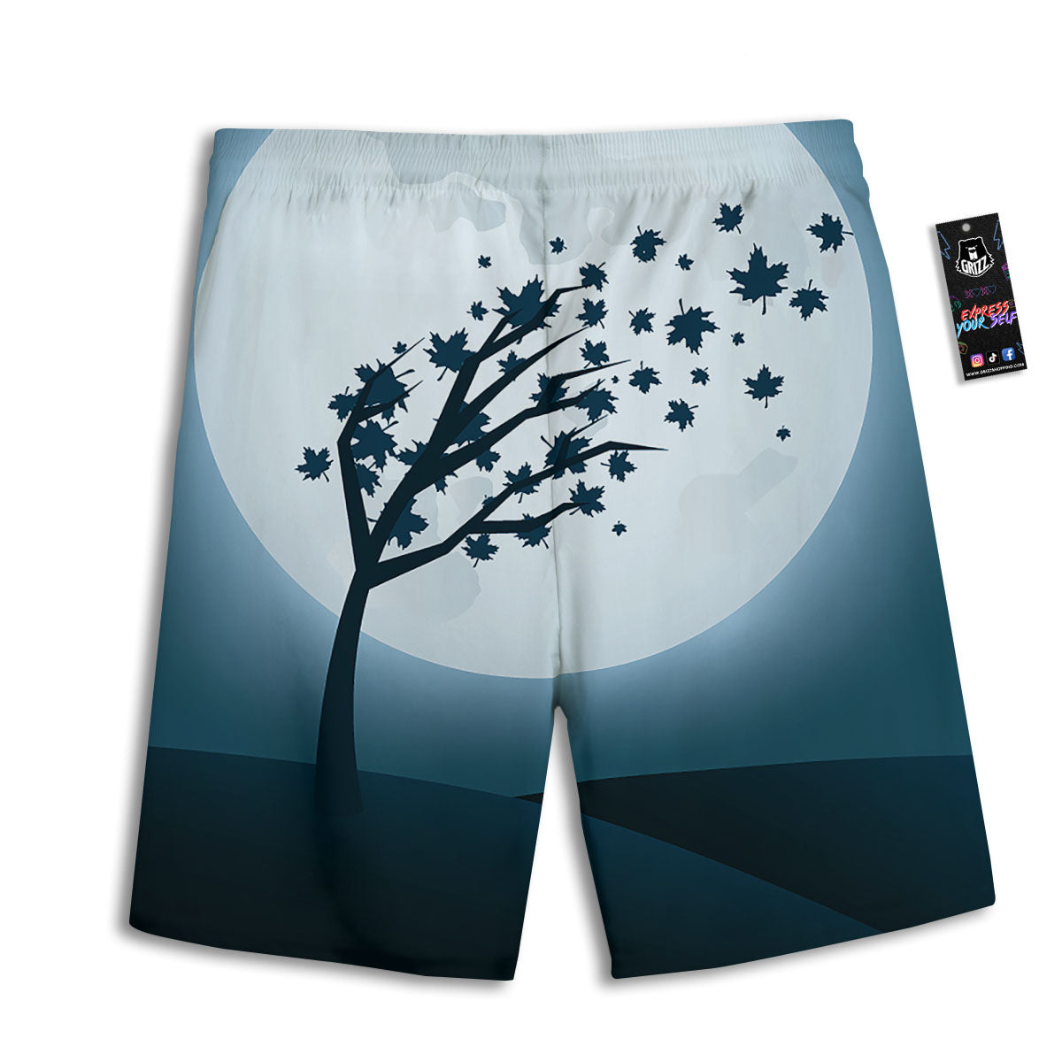 Moon Full Autumn Print Men's Athletic Shorts
