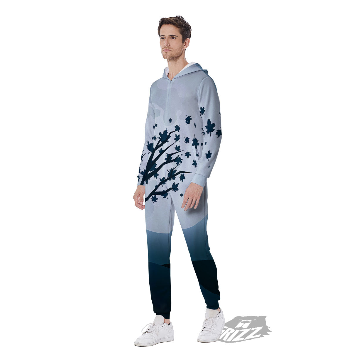 Moon Full Autumn Print Men's Jumpsuit-grizzshop