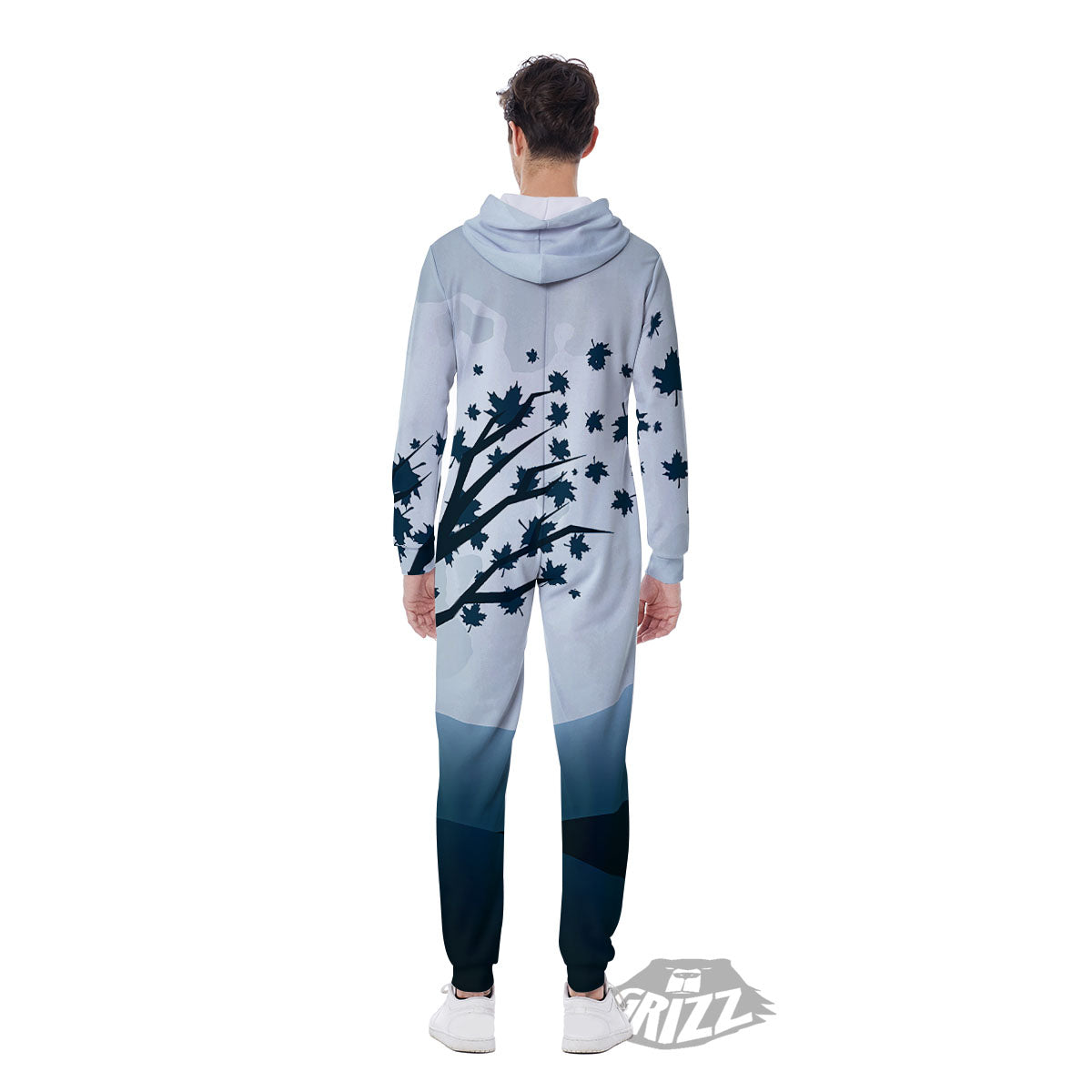 Moon Full Autumn Print Men's Jumpsuit-grizzshop