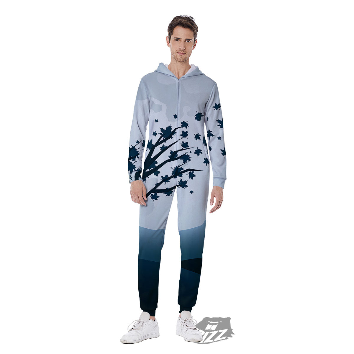 Moon Full Autumn Print Men's Jumpsuit-grizzshop