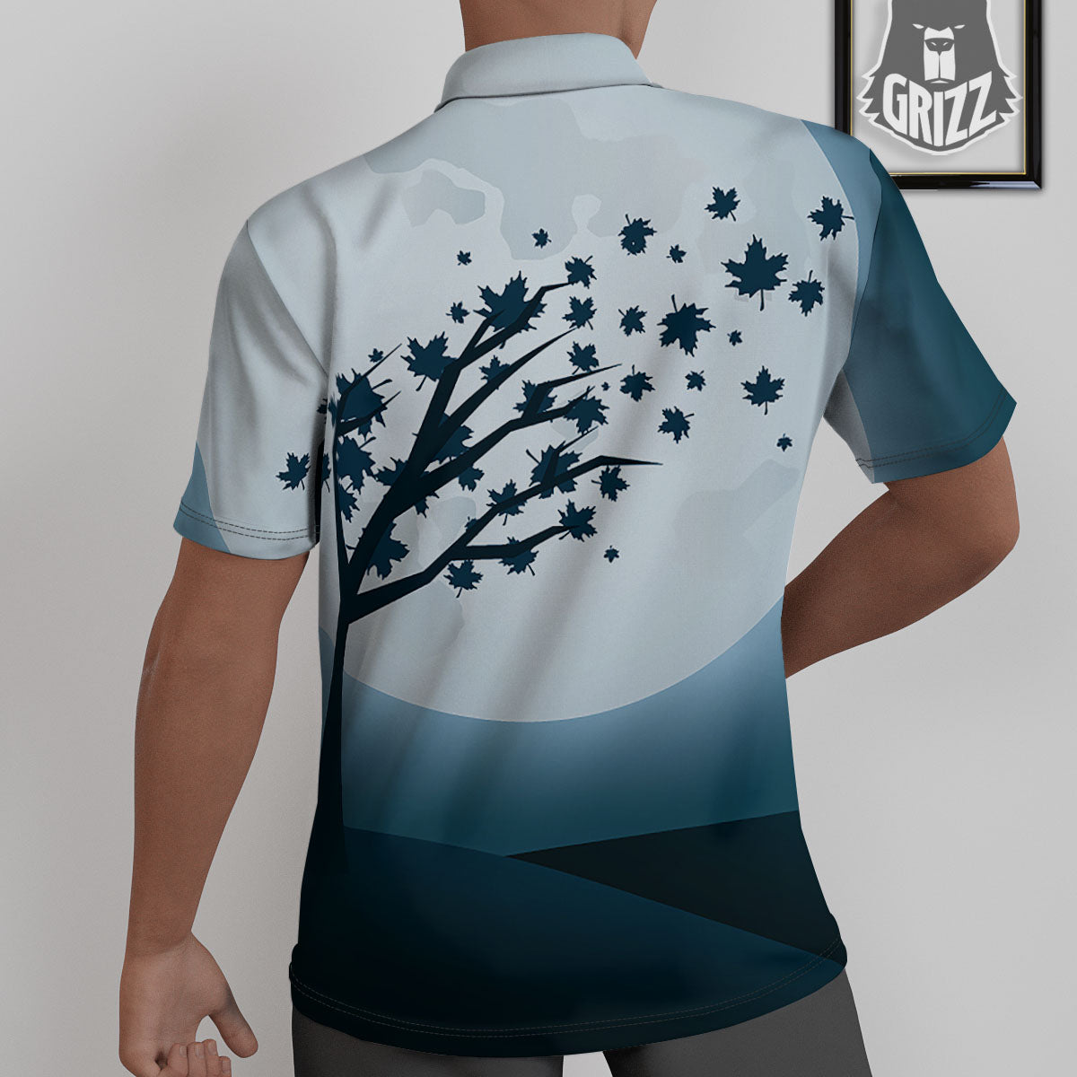 Moon Full Autumn Print Untucked Shirts-grizzshop